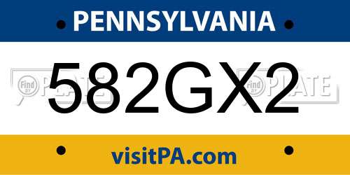 582GX2 Pennsylvania License Plate