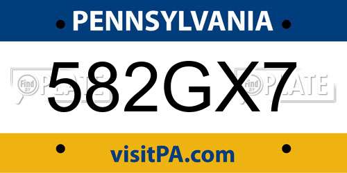 582GX7 Pennsylvania License Plate