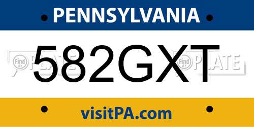 582GXT Pennsylvania License Plate