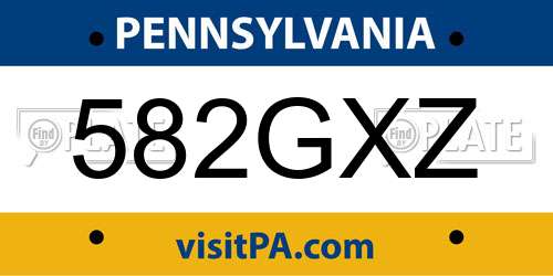 582GXZ Pennsylvania License Plate
