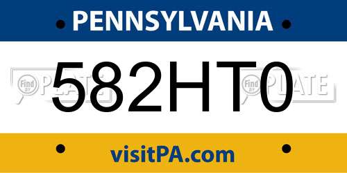 582HT0 Pennsylvania License Plate