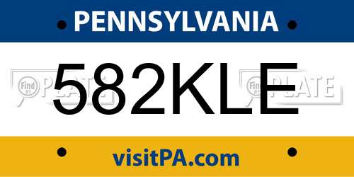 582KLE Pennsylvania License Plate