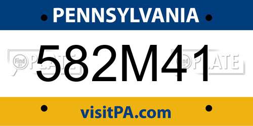 582M41 Pennsylvania License Plate