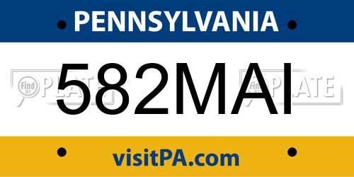 582MAI Pennsylvania License Plate