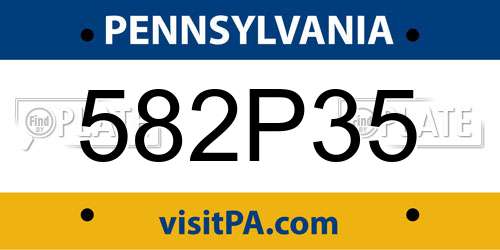 582P35 Pennsylvania License Plate