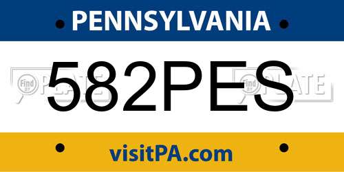 582PES Pennsylvania License Plate