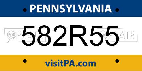 582R55 Pennsylvania License Plate