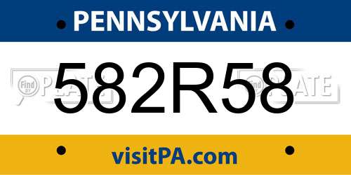 582R58 Pennsylvania License Plate