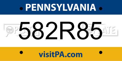 582R85 Pennsylvania License Plate