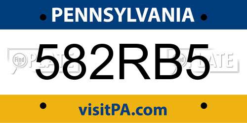 582RB5 Pennsylvania License Plate