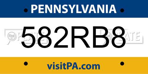 582RB8 Pennsylvania License Plate