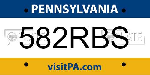 582RBS Pennsylvania License Plate