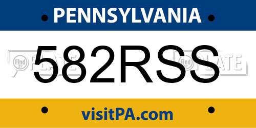 582RSS Pennsylvania License Plate