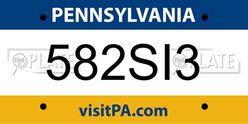 582SI3 Pennsylvania License Plate