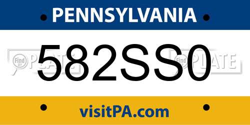 582SS0 Pennsylvania License Plate