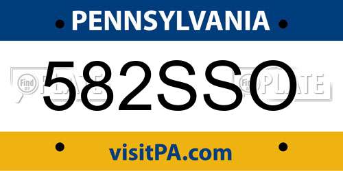 582SSO Pennsylvania License Plate