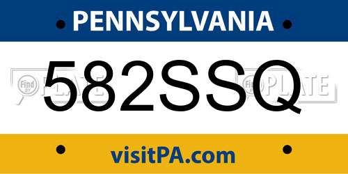 582SSQ Pennsylvania License Plate