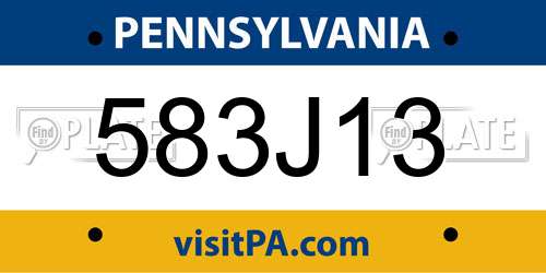 583J13 Pennsylvania License Plate