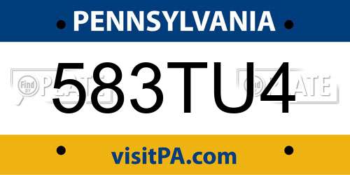 583TU4 Pennsylvania License Plate