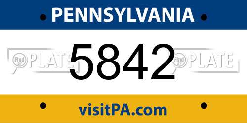 5842 Pennsylvania License Plate