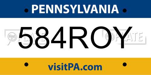 584ROY Pennsylvania License Plate