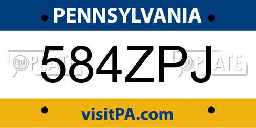 584ZPJ Pennsylvania License Plate