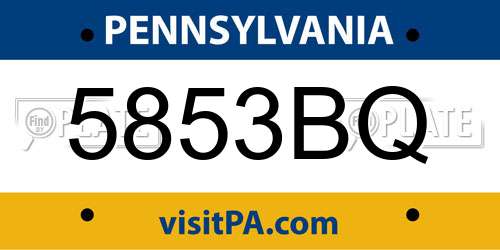 5853BQ Pennsylvania License Plate