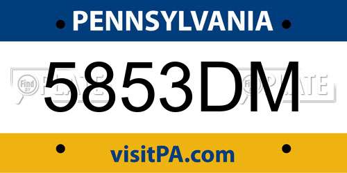 5853DM Pennsylvania License Plate