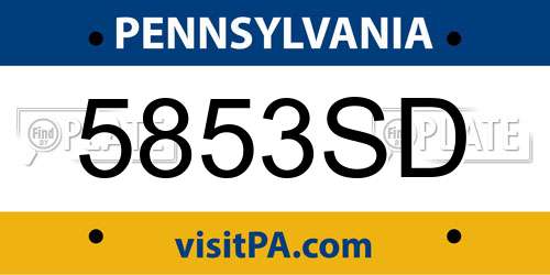 5853SD Pennsylvania License Plate