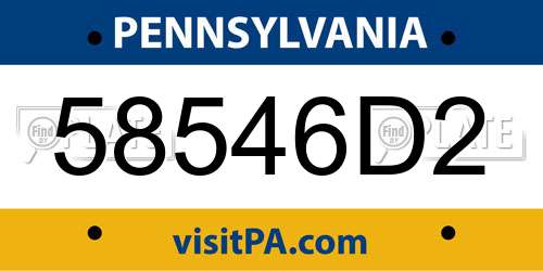 58546D2 Pennsylvania License Plate