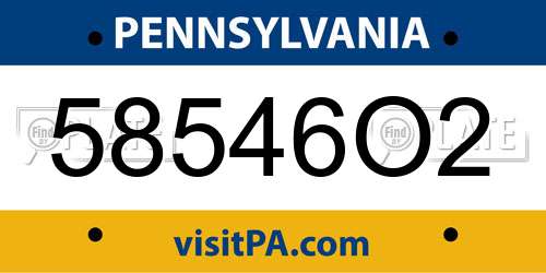 58546O2 Pennsylvania License Plate