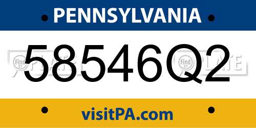 58546Q2 Pennsylvania License Plate