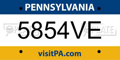 5854VE Pennsylvania License Plate