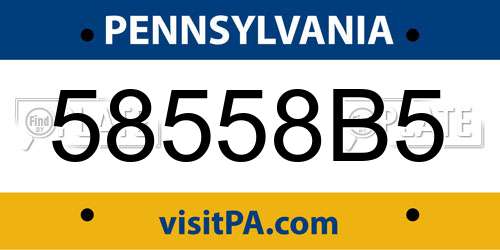 58558B5 Pennsylvania License Plate