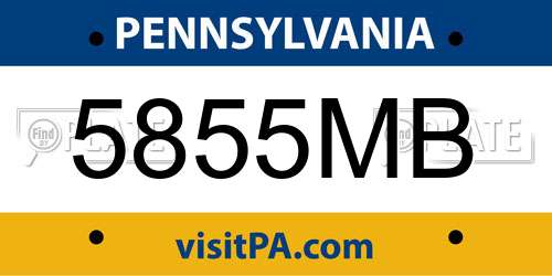 5855MB Pennsylvania License Plate