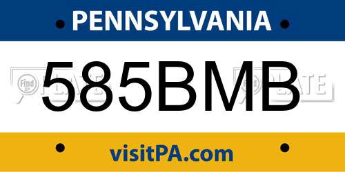 585BMB Pennsylvania License Plate
