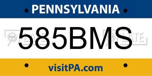 585BMS Pennsylvania License Plate