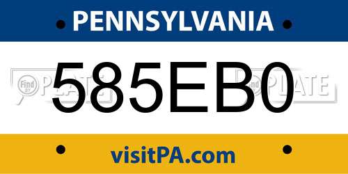 585EB0 Pennsylvania License Plate
