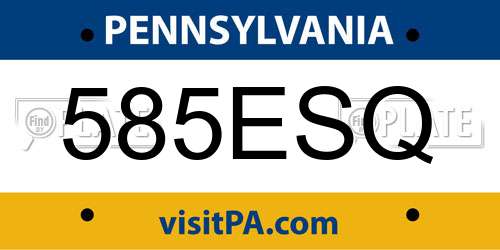 585ESQ Pennsylvania License Plate