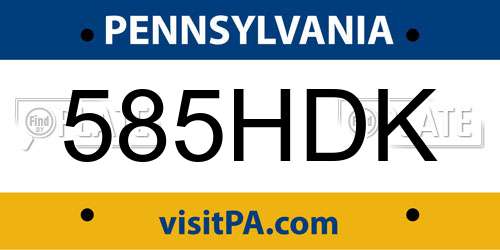 585HDK Pennsylvania License Plate