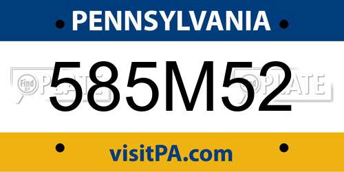 585M52 Pennsylvania License Plate