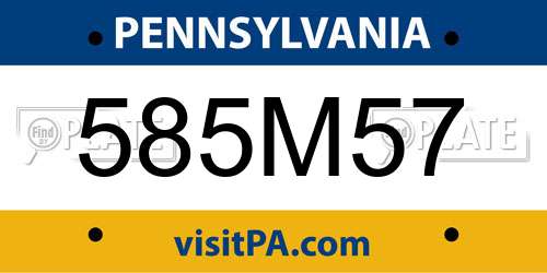 585M57 Pennsylvania License Plate