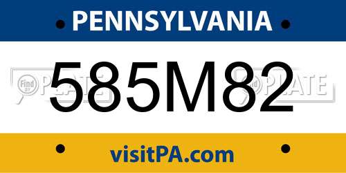 585M82 Pennsylvania License Plate
