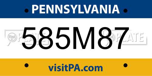 585M87 Pennsylvania License Plate
