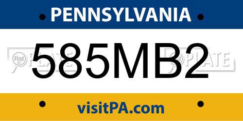 585MB2 Pennsylvania License Plate