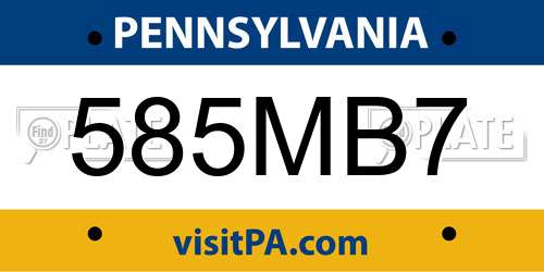 585MB7 Pennsylvania License Plate