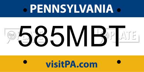 585MBT Pennsylvania License Plate