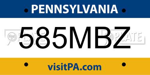 585MBZ Pennsylvania License Plate