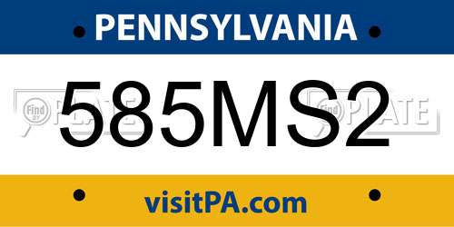 585MS2 Pennsylvania License Plate