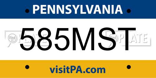 585MST Pennsylvania License Plate